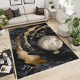 thumbnail image 3 of Black Gold Marble Area Rugs, Abstract Hand Drawn Night Moon Landscape Area Carpet, Apartment Carpet Fine Fluff Short Velvet Apply To Entryway Hallway Bedroom Living Room 3x5ft, 3 of 6