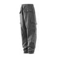thumbnail image 6 of Jinhomg Mens Fleece Lined Hiking Pants Drawstring Elastic Waist Cargo Pants Winter Warm Casual Cuff Bottom Sweatpants with Pockets Gray,XXL, 6 of 7