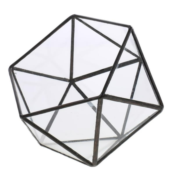 Terrario de vidrio geométrico transparente, joyero, invernadero, maceta, portavelas 15 x 15 x 15 cm