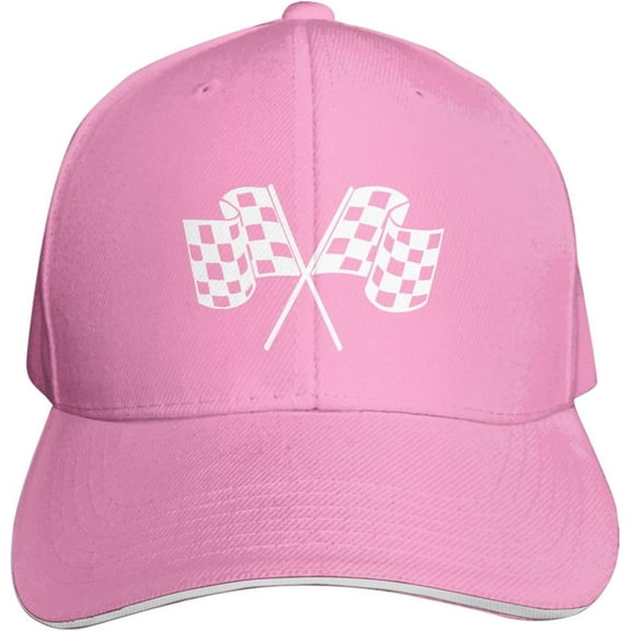 Checkered Flags Race Car Dad Hat Black Adjustable Baseball Cap Classic Sandwich Hats for Men Women