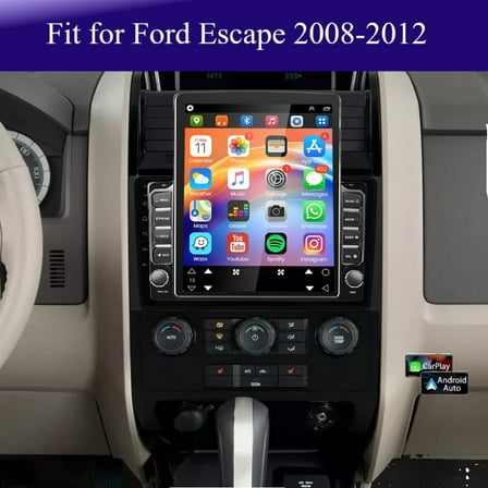 Molaner Car Radio for Ford Escape 2008-2012 Fit for Wireless Carplay Android Auto, 9.7 inch Android 15 Touchscreen Head Unit with GPS Bluetooth WiFi, 2 32G