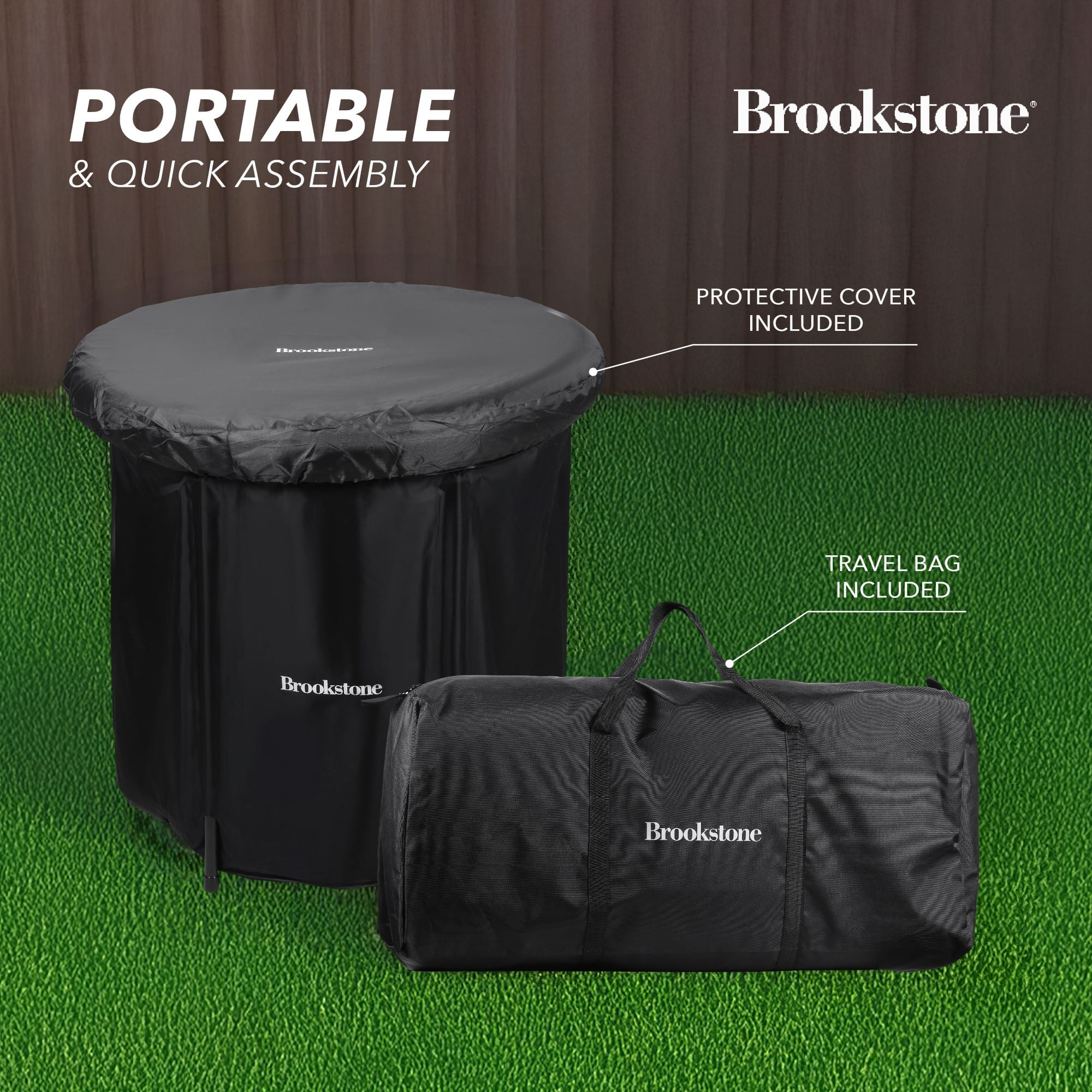 Brookstone Portable Ice Bath Cold Plunge Water Therapy Tub, Plastic Cover, Helps with Arthritis, Athletes Recovery, One Size