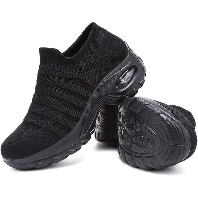HAOSHIDUO Zapatillas de Tenis para Mujer Ligeras cómodas de Malla Calzado de Caminata para Mujer sin Cordones Negro 26.0 cm Negro 26.0 cm Xishao ropa