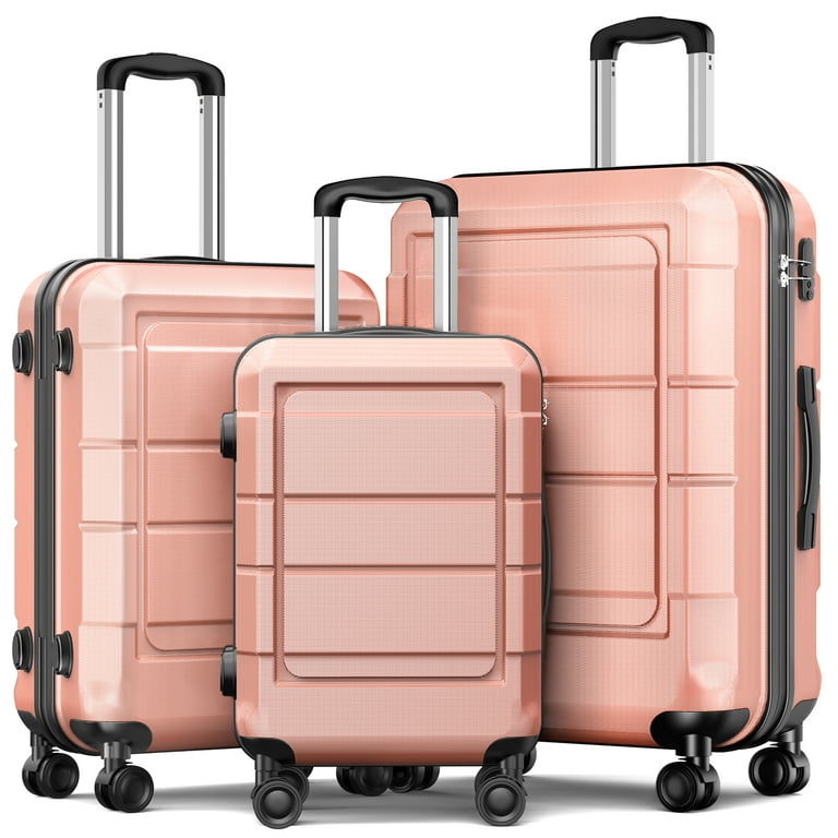 AEDILYS 3 Piece Suitcase Luggage Set Rose Gold Walmart