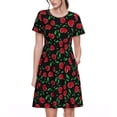 thumbnail image 1 of Vsdgher Cerise pour Femmes Été 2025 Robes Midi Décontractées Légères Manches Courtes Col Rond Robe de Plage, 1 of 6