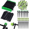 thumbnail image 1 of 150 Pieces Drip Irrigation System Sets, Adjustable Water Flow Drip Emitters Micro Drip Irrigation Sprinklers Drippers Support Stakes for Watering System, for 1/4 Inch Hose, 1 of 7