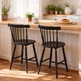 thumbnail image 5 of Dayalane Antique-Style Windsor Bar Stools Set of 2, 24" Counter Height Barstools with Spindle Back & Turned Legs, Rustic Vintage Colonial Wooden Island Chair for Kitchen Breakfast Bar Home Pub, Black, 5 of 13