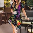 thumbnail image 3 of Goofa Neon Bar Drinks Pattern Women Summer Short Sleeve Midi Dress with Pockets Casual Aline Flowy Tshirt Dress Vocation Beach Sundress, 3 of 6