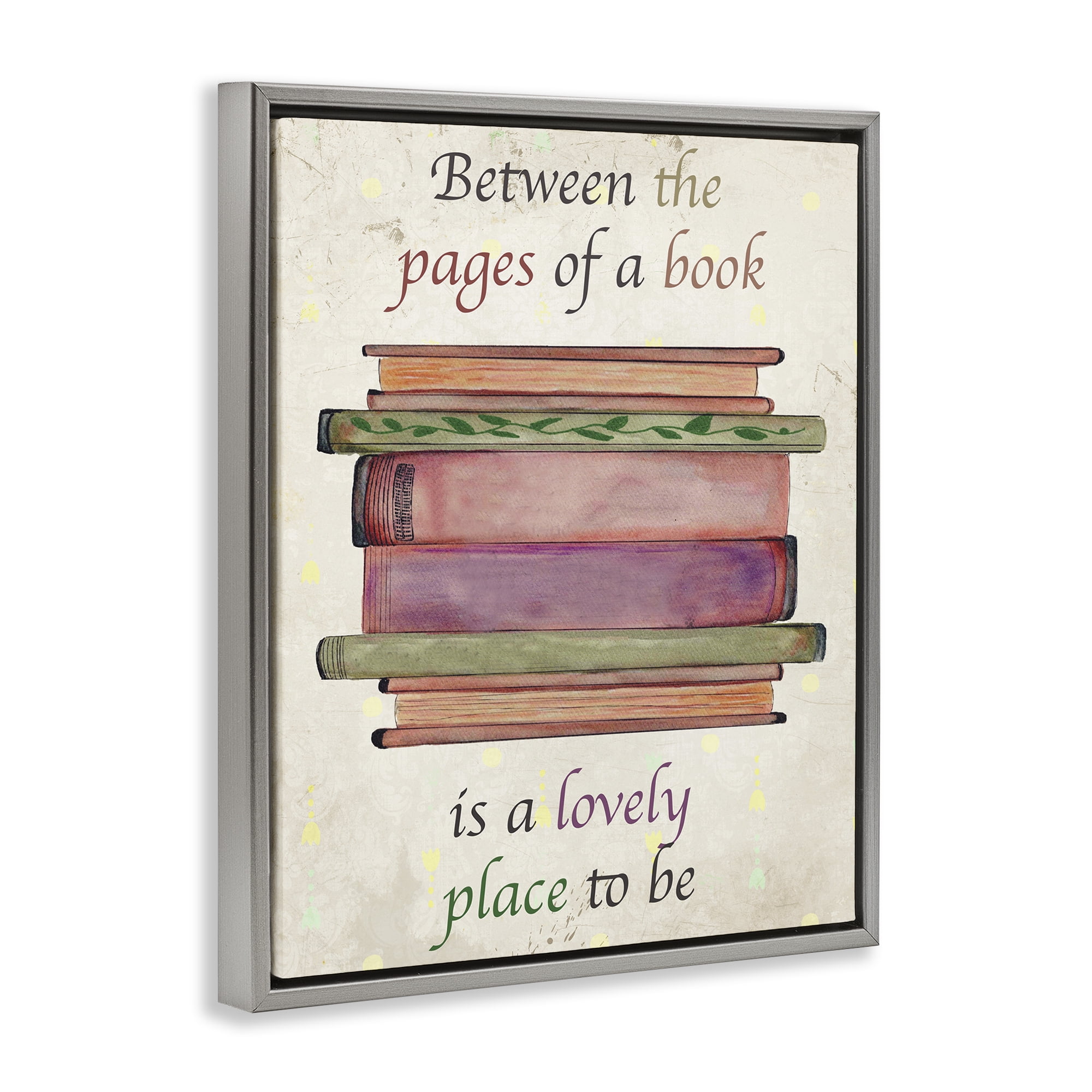 Stupell Industries Between Pages Of A Book Gray Framed Floater Canvas Wall Art, design by Julia Frost