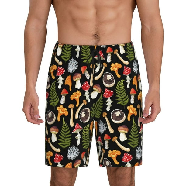 Fotbe Mushrooms Pantalones Cortos de Pijama para Hombre, Ropa de Dormir, Pantalones de Pijama Cortos para Hombre-Medium