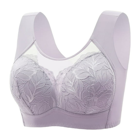 KHONTS,Women's Push up Lace Bras Comfy Anti-Sagging Supportive Bra Sports Posture Correction Bralettes Purple 44