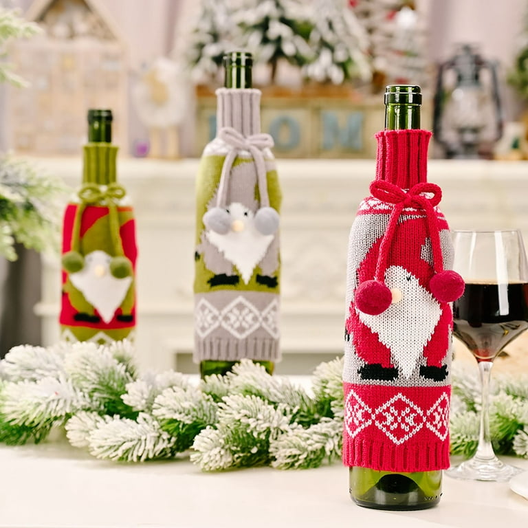 Pianpianzi Skinny Champagne Flutes Tall Stemless Wine Glasses Wine for Wine  Sweater Cover Christmas Bottle Sweater Handmade Bottle Wine Cute Home Decor  