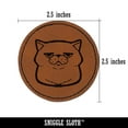 thumbnail image 2 of Unamused and Unhappy Cat Loaf 2.5" Faux Leather Round Engraved Iron-On Patch - Brown, 2 of 6