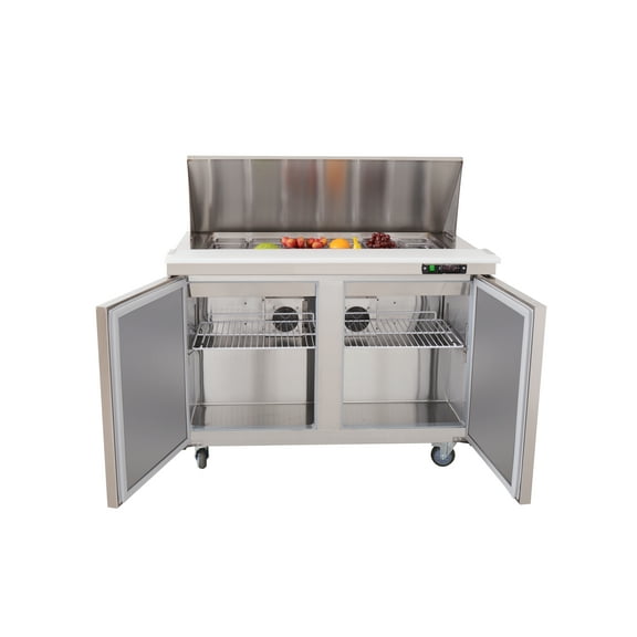 Westlake Food Prep Table Refrigerator WKSR-48BM Stainless Steel Mega Top 48 in. Salad Counter 12 Pans