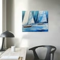 thumbnail image 3 of PIKWEEK  Blue Abstract Wall Art Canvas Teal Ocean Sailboat Picture Modern Turquoise Coastal Nautical Painting, Extra Large Framed Textured Artwork for Living Room Bedroom Home Wall Decor 20x16in, 3 of 4
