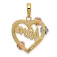 thumbnail image 4 of Real 14kt Tri-color NANA in Heart with Flowers Pendant; for Adults and Teens; for Women and Men, 4 of 4