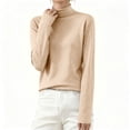 thumbnail image 2 of HAiming Womens Tops Mock Neck Long Sleeve Solid Color Casaul Pullover Blouse Fall Winter Trendy Clothes, 2 of 7