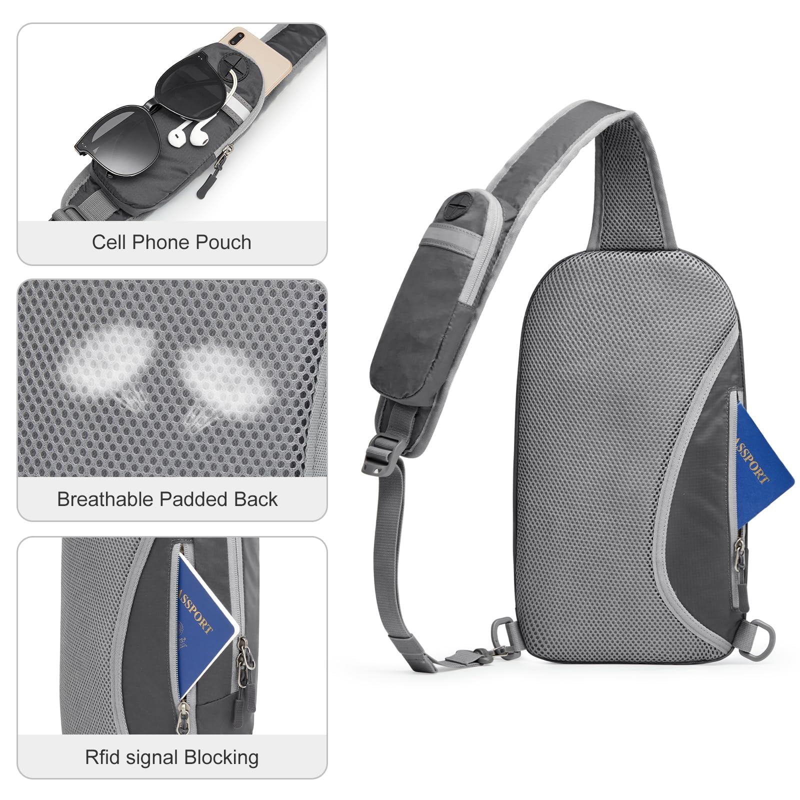 G4Free Sling Bag RFID Blocking Crossbody Backpack with Front Pocket Hiking Daypack Chest Bag for Women Men