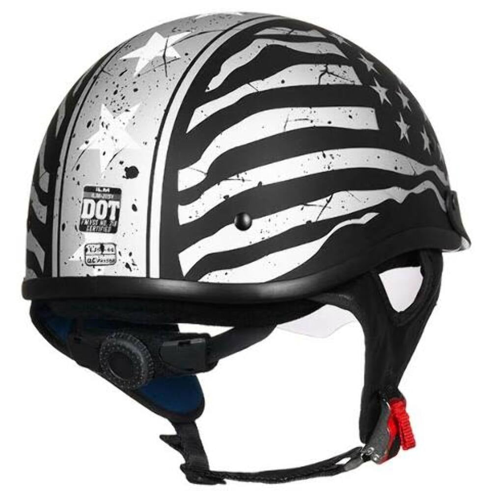 ILM Motorcycle Half Helmet 205V: Patriotic Flag - DOT Certified