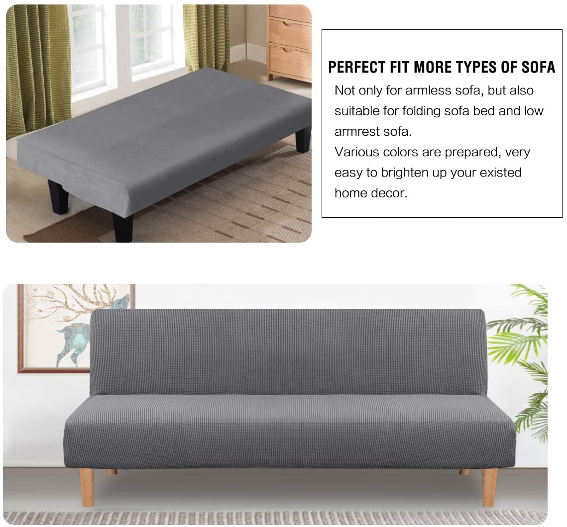 XUELC Armless Stretch Thickened Sofa Bed Cover Protective Cover Stretch Functional Rich Texture High Spandex Small Plaid Jacquard Fabric Duvet Cover