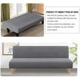 thumbnail image 4 of Armless Futon Cover Stretch Sofa Bed Slipcover Protector Elastic Feature Rich Textured High Spandex Small Checks Jacquard Fabric Futon Cover, Machine Washable, Grey, 4 of 6