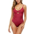 thumbnail image 1 of Traje de baño de una pieza adelgazante con cuello en V y cuello en V de color sólido cómodo para mujer OAVQHLG3B Store  lin121212, 1 of 4