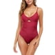 thumbnail image 1 of Traje de baño de una pieza adelgazante con cuello en V y cuello en V de color sólido cómodo para mujer OAVQHLG3B Store  lin121212, 1 of 4