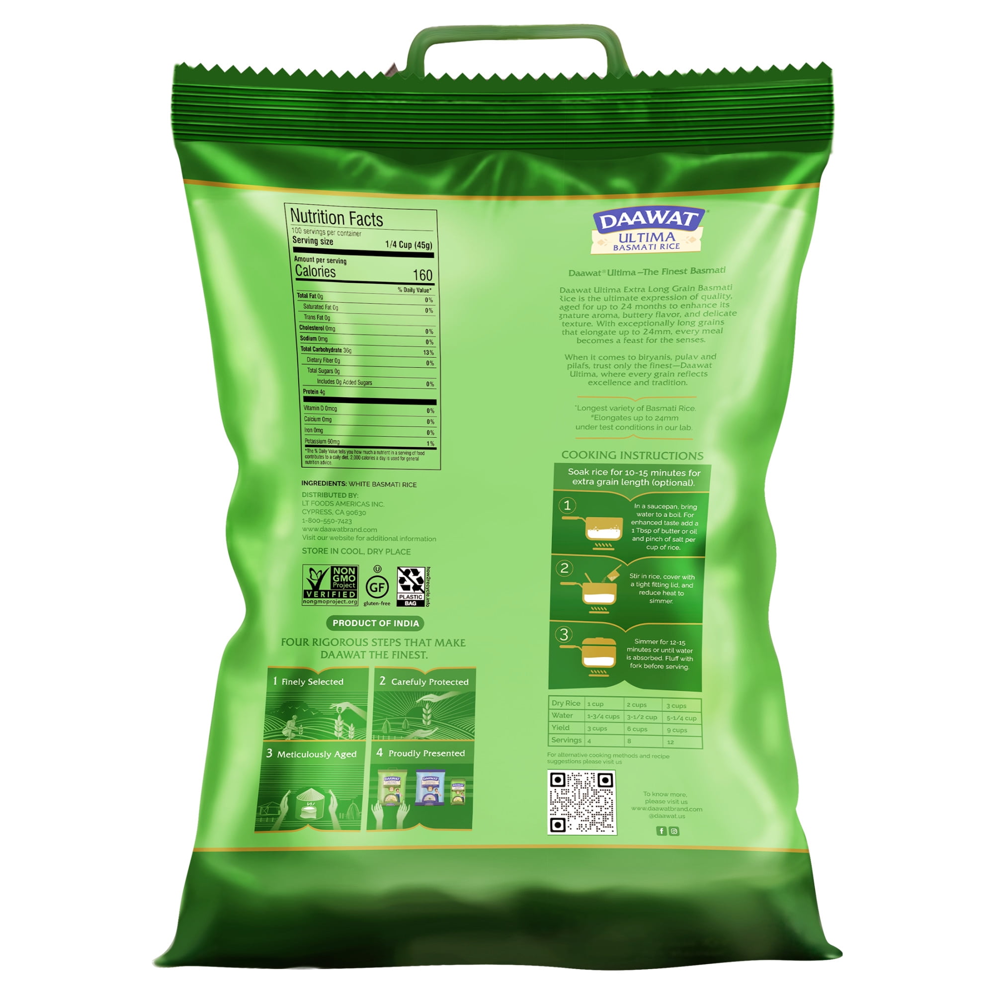 Daawat Ultima Extra Long Grain Basmati Rice, 2-Years Aged, 10 lb Bag