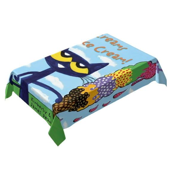 Pete the Cat-theme square tablecloth has an iconic print, fits most tables, and is easy to care for perfect gifts for fans friends and family，55" x 71"（140*180cm）