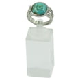 thumbnail image 2 of Anillo de plata nativo americano hecho a mano con diseño de turquesa azul para vaquera., 2 of 6