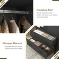 thumbnail image 3 of Blotout 70” Tall LED Armoire Wardrobe with Mirror & 2 Drawers, 2 Door LED Wood Wardrobe Armoire with Multi-Layer Shelves & Hanging Rod, Large Capacity Storage Cabinet w/Louver Doors, Black, 3 of 8