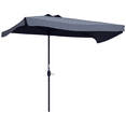 thumbnail image 1 of Outsunny 7.5ft Half Umbrella Patio Parasol Sun Shade, Crank Handle, Grey, 1 of 10