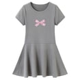 thumbnail image 1 of vigerkar Robes pour Petites Filles Coton Été Vacances Mignonne Robe Chat Manches Courtes (Gris, 6-7 Ans), 1 of 9