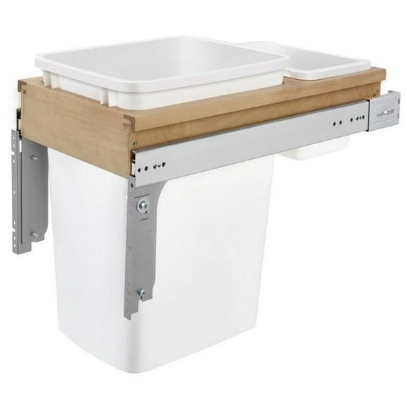 Rev-A-Shelf 4WCTM-12DM1-175 35-Qt Top Mount Pullout Waste Container Bin, White