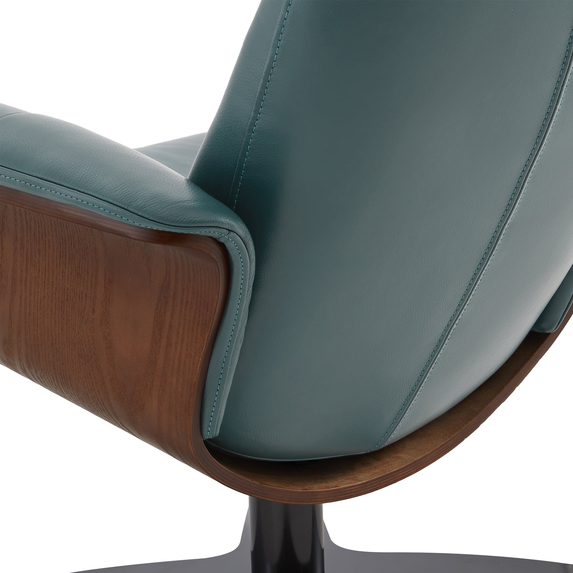 CHITA Swivel Recliner Chair with Ottoman Set & Adjustable Headrest, Leather Lounge Accent Arm Chairs for Living Room Bedroom, Teal Blue