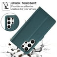 thumbnail image 5 of SaniMore for Samsung Galaxy S24 Ultra Buisness Case, Zipper Purse [Card Holders] Magnetic Clasp Kickstand Wrist/Crossbody Chain Lanyard PU Leather Wear-resistant Protective Wallet Shell, Darkgreen, 5 of 9