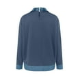thumbnail image 5 of CLOISE Long Sleeve Denim Patchwork Shirt Women Pullover Tops Collared Blouses Solid Casual Vacation Clothes Blue L, 5 of 8