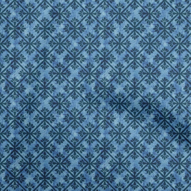 oneOone Rayon Blue Fabric Aian Batik Sewing Craft Projects Fabric Prints By Yard 56 Inch Wide