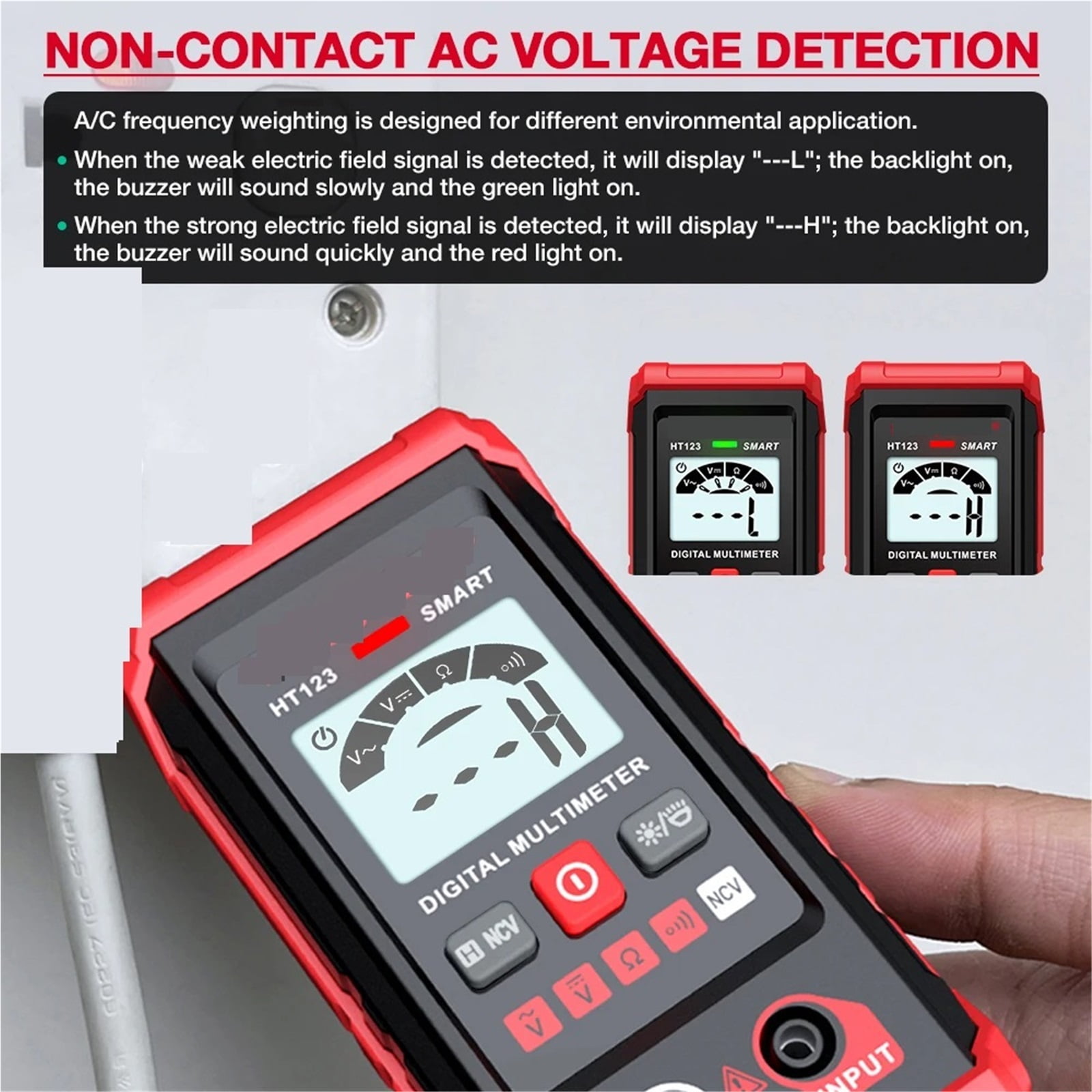 Smart Digital Multimeter AC/DC Voltage Resistance Continuity Measurement Tester NCV Multimeter With Backlight ,Battery Test