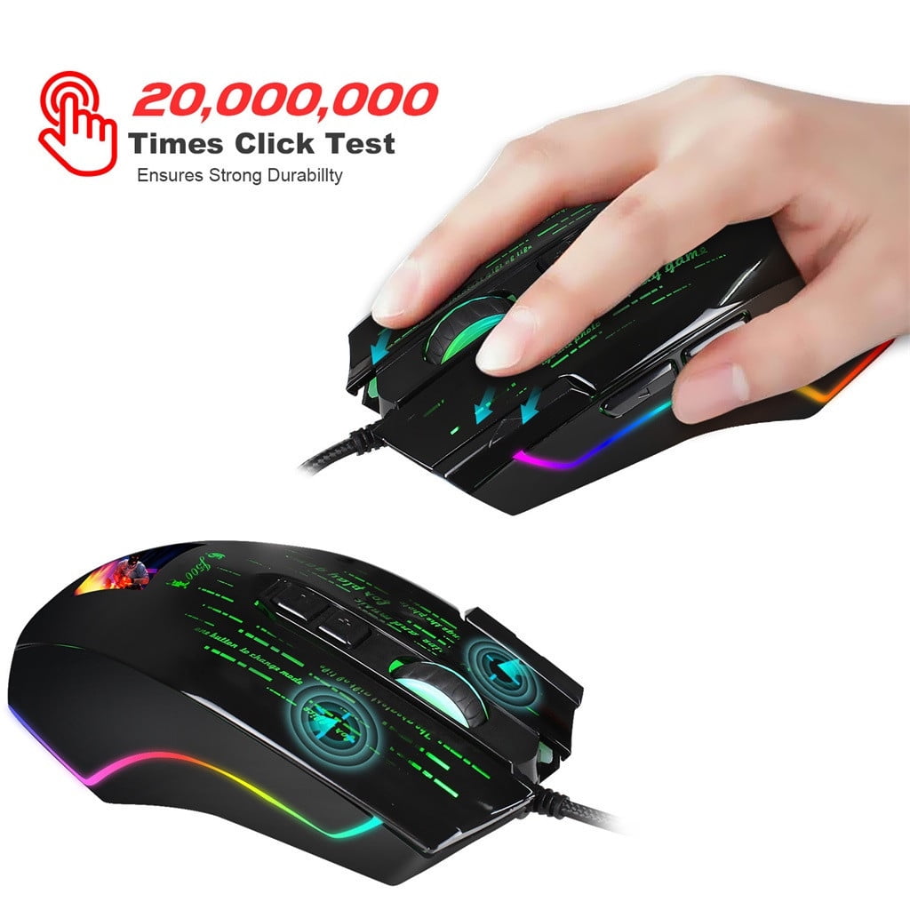PRINxy Gaming Mouse With Touch-Screen Display 6400DPI RGB Backlight Gamer Mice For PC Game/Office Mouse Electronics Gadgets Computer Accessories Black