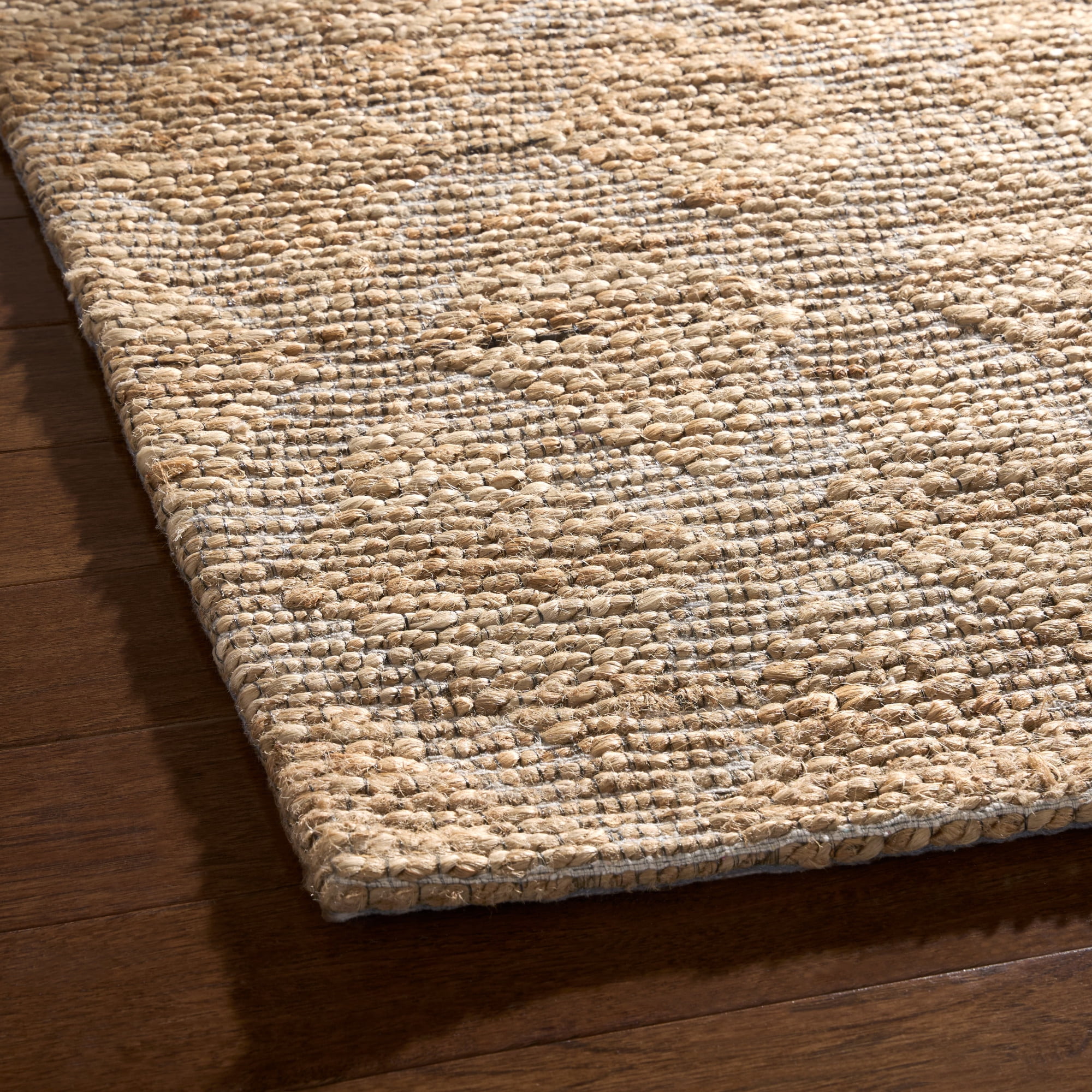 TOWN & COUNTRY TERRA Sol Interwoven Diamond Hand-Knotted Flatwoven 100% Natural Jute Runner Area Rug, Natural/Black, 2'5"x7"