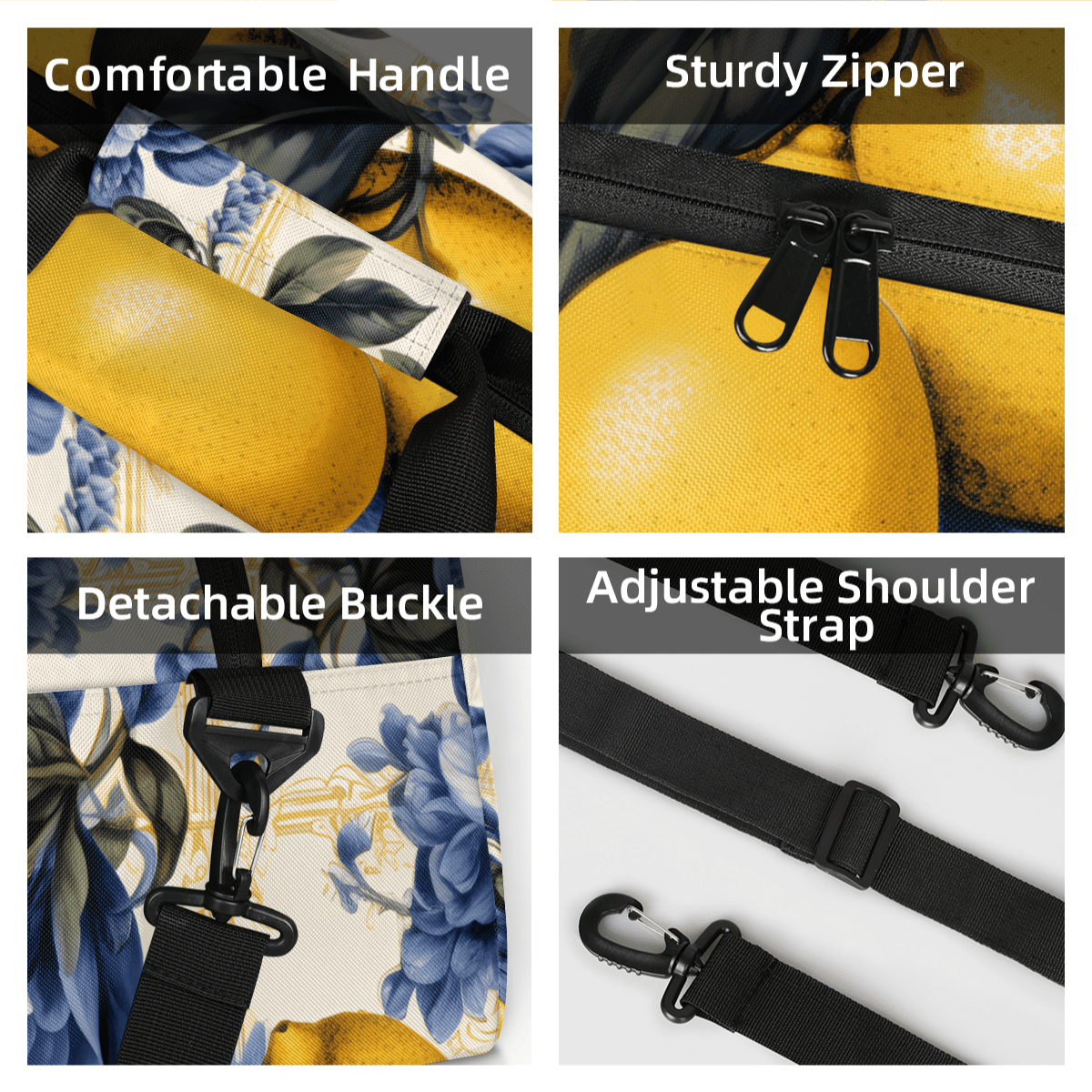 Herdesigns Lemon Sports Duffle Bag for Women & Men, Vintage Lemon Gym Bag Dance Bag Overnight Bag Carry On Weekender Travel Bag
