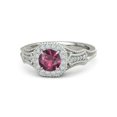 thumbnail image 5 of HeartsAndYou 3ct Round Cut Natural Pink Ruby & Moissanite Stylish Ring 14k SOLID White Gold, 5 of 9
