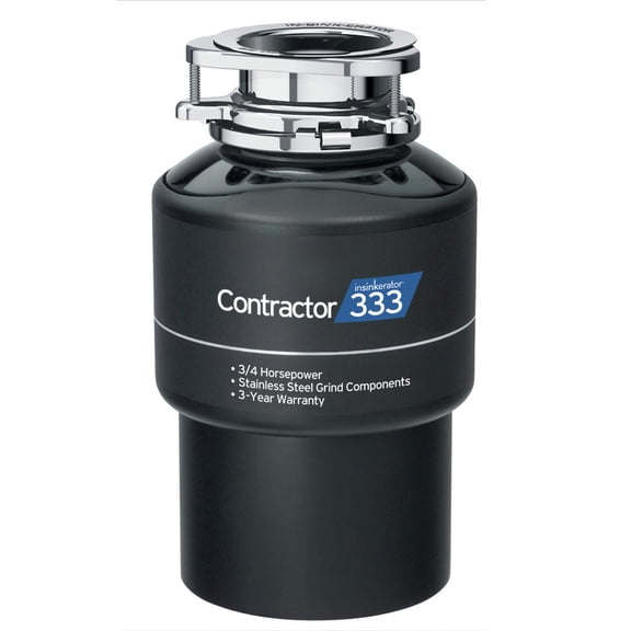 InSinkErator Contractor Series Pro 333 Garbage Disposal, 3/4 HP with Cord in Black - 79343A-ISE