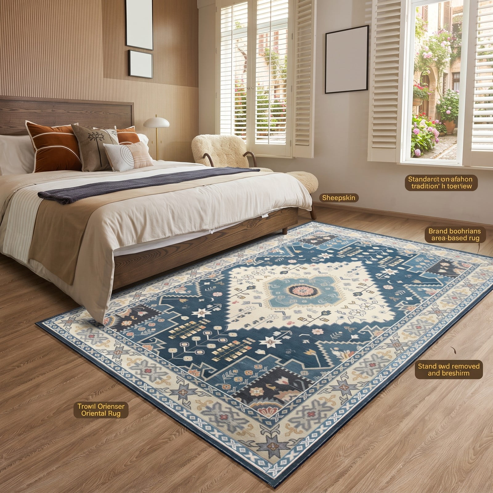 ALPULON Faux Wool Area Rug Large Soft Non-Slip Floor Carpet for Living Room Bedroom Dining Room Entryway Water-Resistant Washable Home Decor Mat, Multicolor