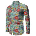 thumbnail image 1 of Camisa de hombre de moda con estampado tribal Paisley de talla grande, manga larga, tops ajustados de calle, moda de algodón, ropa de calle vintage, 1 of 6
