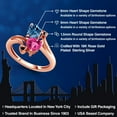 thumbnail image 2 of Gem Stone King 18K Rose Gold Plated Silver Persian Blue Moissanite Pink Created Sapphire and Black Diamond Ring for Women (1.63 Cttw, Heart Shape 6MM, Gemstone Birthstone, Size 7), 2 of 6