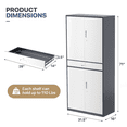 thumbnail image 2 of MoNiBloom 71" Metal Garage Storage Cabinet with Locking Doors & Drawer, Adjustable Shelves for Home, Office, Grey White, 2 of 10