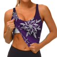 thumbnail image 3 of Fotbe Snowflake Gradient Purple Sujetador Deportivo Largo sin Aros para Mujer con Almohadillas y Soporte Medio, Transpirable y Absorbente, Camiseta Tipo Chaleco o Tank Top-Small, 3 of 8
