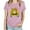 Pink, variant on WREESH Women's Summer T-Shirts Fashion Round Neck Short Sleeve with Loose Graphic Print Gray